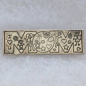 Vintage Designer FFS Mexico Solid Sterling Silver 925 Mother MOM Brooch Pin